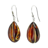 Gradient Amber Carved Drop Dangle Earrings Sterling Silver